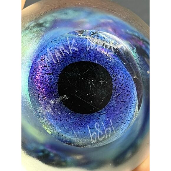 1989 Mark Wells Art Glass Paperweight Vintage - Picture 4 of 15